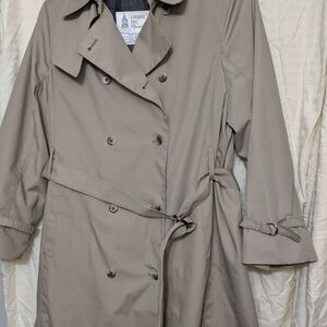 Vintage London Fog Trench Coat 14R Plaid Lining Belted USA Made